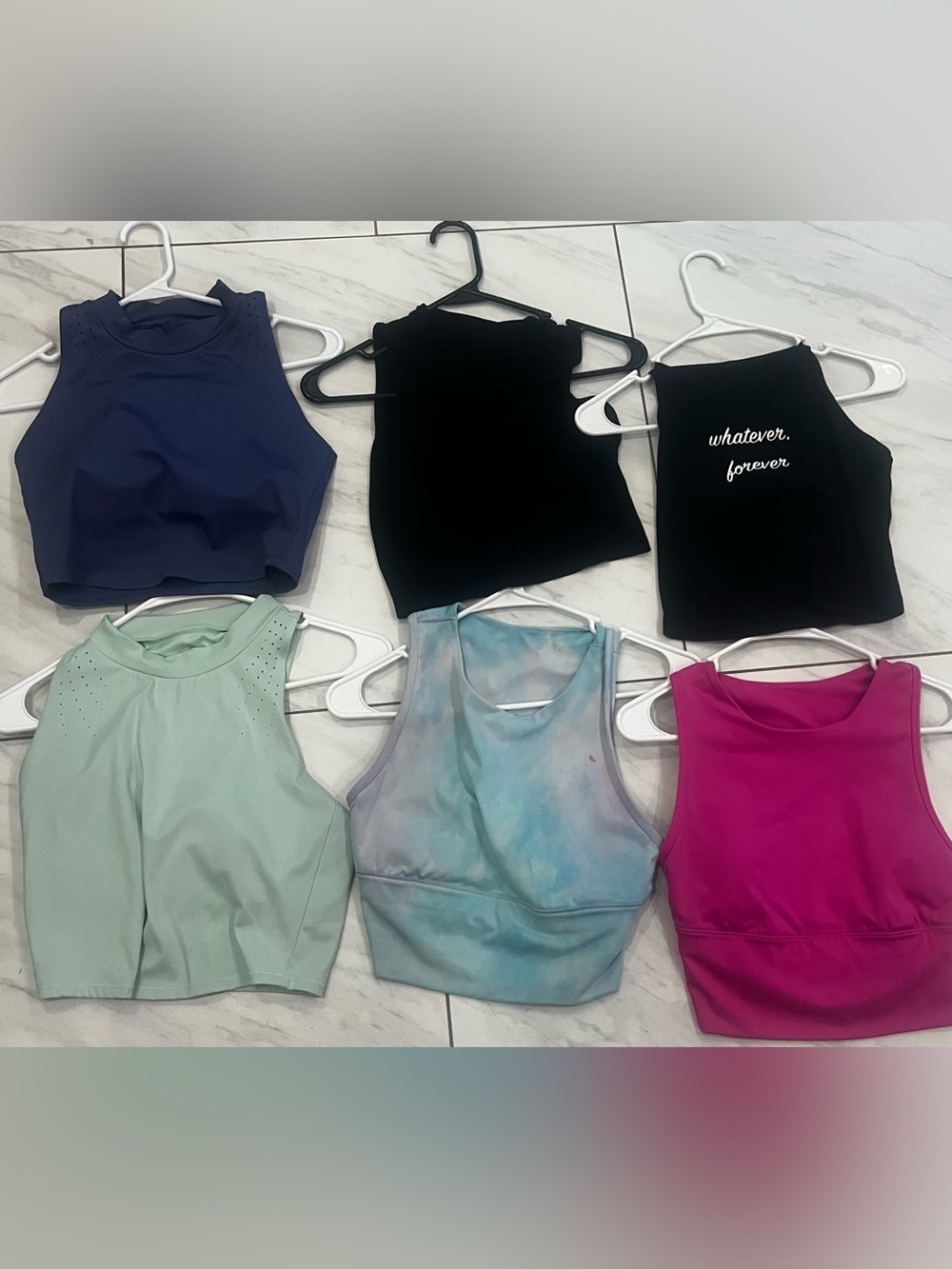 Women's Sleeveless Crop Tank Top - Black, Navy, Mint, Tie-Dye, Fuchsia